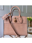 Louis Vuitton City Steamer PM Top Handle Bag in Glossy Crocodile Leather N95197 Nude 2019