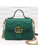 Gucci GG Marmont Leather Mini Top Handle Bag 547260 Green 2019