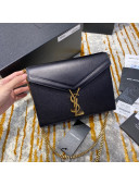 Saint Laurent Cassandra Monogram Clasp Bag in Smooth Leather 5327500 Black/Gold 2020