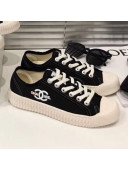 Chanel Wave Sole Canvas Sneakers Black 2019