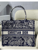 Dior Small Book Tote Bag in Navy Blue Toile de Jouy Reverse Embroidery 2021