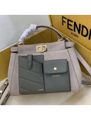 Fendi Suede Peekaboo Mini Pocket Top Handle Bag Light Grey 2019