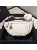 Chanel Quilted Aged Calfskin Waist Bag/Belt Bag and Coin Purse AS1077 White 2019