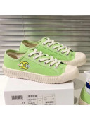 Chanel Wave Sole Canvas Sneakers Light Green 2019