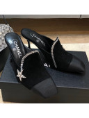 Chanel Velvet High-Heel Mules with Crystal Star 90mm G35833 Black 2020