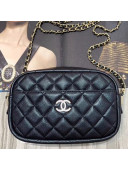 Chanel Iridescent Quilted Grained Calfskin Camera Case Shoulder Bag A91796 Black 2019