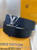 Louis Vuitton Epi Leather Belt 4cm with Bloom LV Buckle Black/Silver 2021 110608