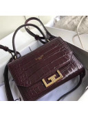 Givenchy Mini Eden Bag in Crocodile Pattern Calfskin Leather Burgundy 2019