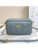 Dior Caro Double Pouch in Light Blue Supple Cannage Calfskin 2021