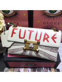 Gucci 477330 Osiride Leather Flap Bag With Crystals White 2017