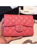 Chanel Grained Calfskin Classic Mini Clutch with Chain A84512 Rosy 2018