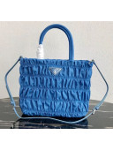 Prada Embossed Nylon Tote Bag 1BG321 Blue 2020