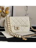 Chanel Medallion Strap Grained Calfskin Small Flap Bag AS2528 White 2021