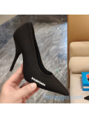 Balenciaga Knife Knit Sock Mid-Heel Pumps with Logo Print Black 2020  