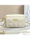 Dior Caro Double Pouch in White Supple Cannage Calfskin 2021