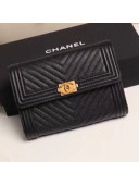 Chanel Chevron Grained Calfskin Boy Flap Bag A84385 Black 2019
