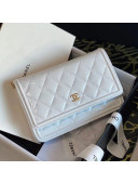 Chanel Shiny Crumpled Calfskin Walle on Chain White 2020
