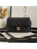 Chanel Medallion Strap Grained Calfskin Small Flap Bag AS2528 Black 2021