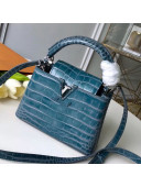 Louis Vuitton Capucines Mini Top Handle Bag in Crocodilian Leather N93429 Blue 2019
