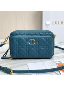 Dior Caro Double Pouch in Ocean Blue Supple Cannage Calfskin 2021