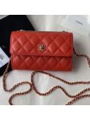 Chanel Lambskin Quilting Trendy CC Wallet with Chain Red 2018