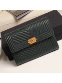 Chanel Chevron Grained Calfskin Boy Flap Bag A84385 Dark Green 2019