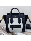 Celine Nano Luggage Handbag In Smooth/Grainy Calfskin White/Black 2020