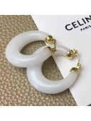 Celine Resin Hoop Earrings White