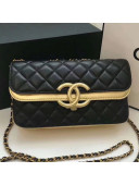 Chanel Quilted Smooth and Metallic Lambskin Small Flap Bag A57275 Black/Gold 2019