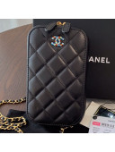 Chanel Quilted Lambskin iPhone Holder Clutch with Chain AP0530 Black 2019