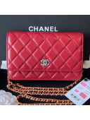 Chanel Quilted Lambskin Wallet on Chain WOC AP0529 Red 2019