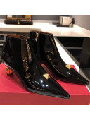 Valentino Roman Stud Patent Leather Short Boots 4.5cm Black 2021