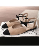 Chanel Suede Flat Mary Janes Slingback with Bow G36361 Apricot 2020