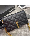 Saint Laurent Becky Chain Wallet WOC in Diamond-Quilted Lambskin  585031 Black 2019