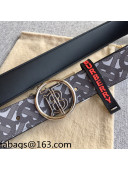 Burberry TB Canvas Belt 3.5cm with TB Circle Buckle Grey/Silver 2021 110629
