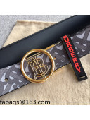 Burberry TB Canvas Belt 3.5cm with TB Circle Buckle Grey/Gold 2021 110628