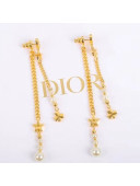 Dior Chain Pearl Tassel Earrings Gold 2021