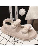 Chanel Leather Strap CC Button Flat Sandals G3445 White 2020