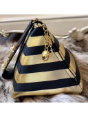 Chanel Metallic Lambskin Stripes Pyramid Clutch Bag AS0688 Gold/Black 2019