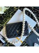 Chanel Quilted Calfskin Wallet on Chain WOC with Pearl Strap Black 2020