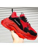Balenciaga Triple S Clear Outsole Sneakers Red/Black 2019