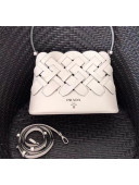 Prada Leather Prada Tress Handbag 1BA290 White 2020(Top Quality)