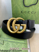 Gucci Classic Calfskin Belt 4cm with GG Buckle Black/Gold 2021 110814