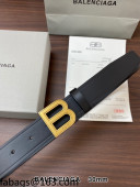 Balenciaga Reversible Calfskin Belt 3cm with B Buckle Black/Gold 2021