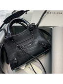 Balenciaga Neo Classic Mini Bag in Maxi-Crocodile Embossed Calfskin All Black 2020