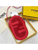 Fendi 12 Pro Phone Holder in Red Leather and Suede 2021 8526
