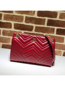 Gucci GG Marmont Chevron Shoulder Bag 524592 Red 2020