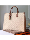 Louis Vuitton Onthego Monogram Embossed Leather Large Tote M44921 White/Brown 2019