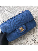 Chanel Python Leather and Deerskin Small Flap Bag 1116 Blue