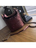 Chanel Chevron Python Handle with Chic Bucket Bag A57861 Metallic Rose 2018